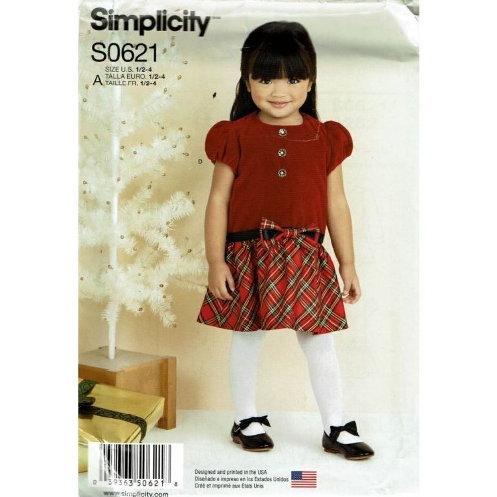 Simplicity Sewing Pattern 0621 1262 Dress‎ Holiday Toddler Size 1/2-4